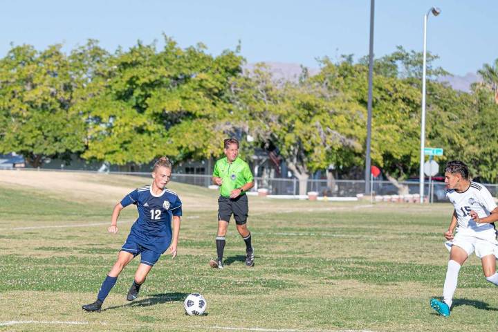 (Jamie Jane/Boulder City Review) Boulder City High School senior Sean Pendleton added a goal fo ...