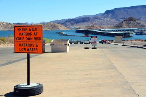 Celia Shortt Goodyear/Boulder City Review Hemenway Harbor is down to one lane for its boat laun ...