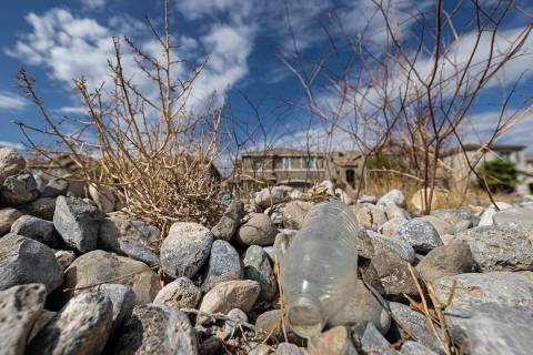 (Benjamin Hager/Special to the Boulder City Review) An empty water bottle is seen in a vacant f ...