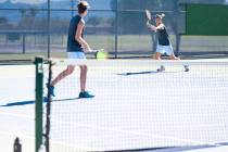 Boulder City High School seniors Kannon, left, and Kenny Rose seen playing against The Meadows ...