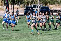 (Jamie Jane/Boulder City Review) Senior Mary Anderson leads the pack during the 3A Southern Reg ...