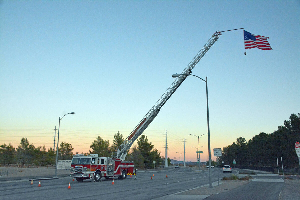 Celia Shortt Goodyear/Boulder City Review The Boulder City Fire Department placed a flag at an ...