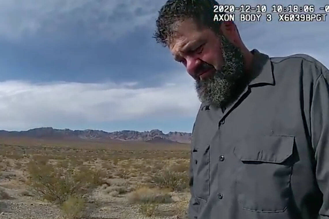 (Nevada Highway Patrol) This screenshot from a Nevada Highway Patrol body camera video shows Jo ...