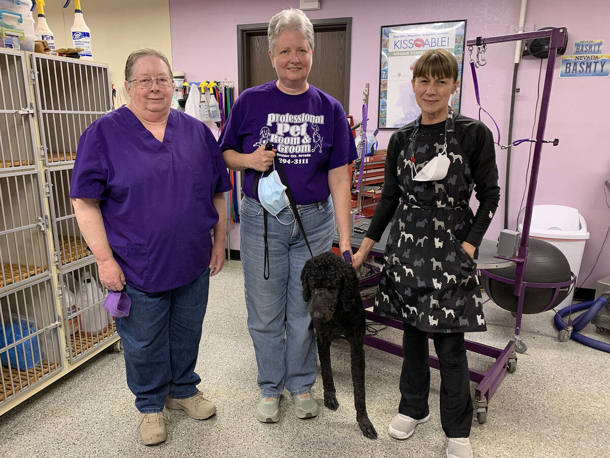 (Hali Bernstein Saylor/Boulder City Review) Pearl Johnstone, center, owner of Professional Pet ...