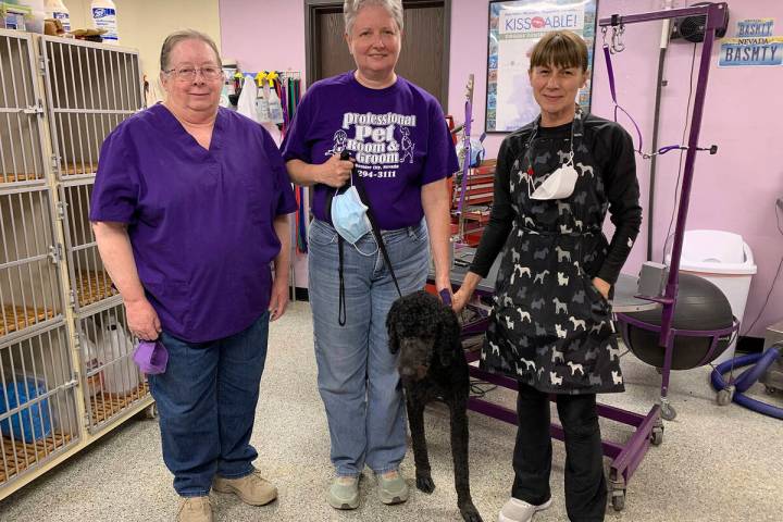 (Hali Bernstein Saylor/Boulder City Review) Pearl Johnstone, center, owner of Professional Pet ...