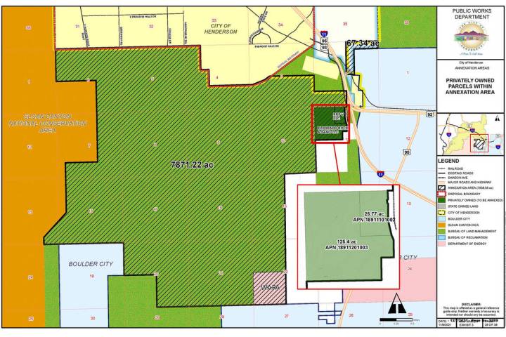 (City of Henderson) City Council is opposing Henderson's plan to annex almost 8,000 acres of la ...