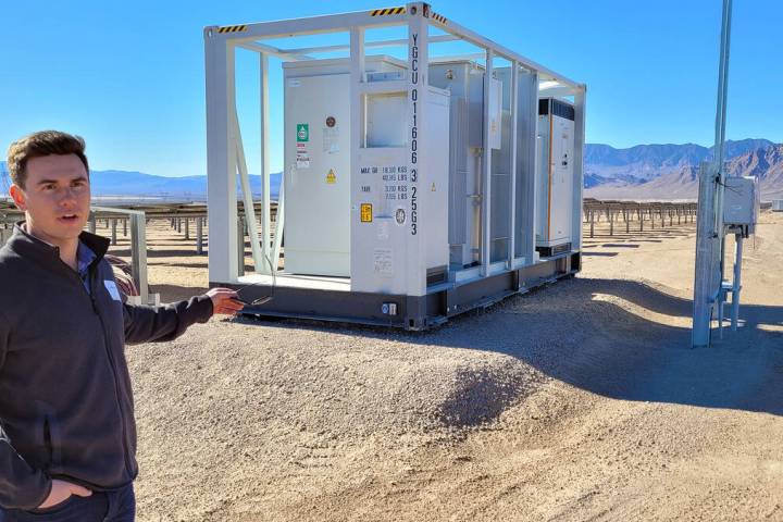 (Celia Shortt Goodyear/Boulder City Review) Josh Coon with Arevon Energy Inc. shares details ab ...