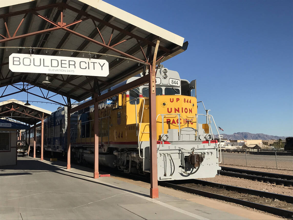 Sunset rides on the Nevada Southern Railway leave the depot at the Nevada State Railroad Museum ...