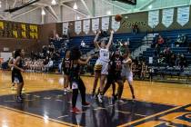 (Jamie Jane/Boulder City Review) In Tuesday’s, Feb. 1, 2020, 47-16 win over Pinecrest Ac ...