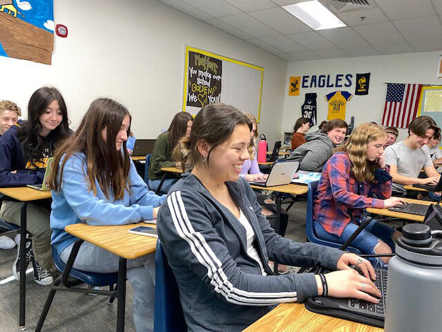 Amy Wagner Boulder City High School students participate in class without wearing masks, follow ...