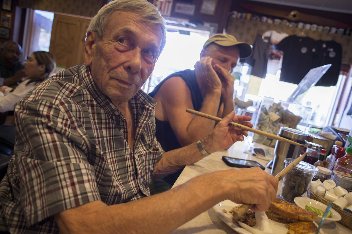 Sander "Sandy" Nelson, seen in 2017 at the World Famous Coffee Cup Cafe, died Monday.