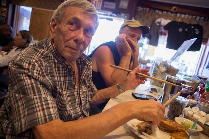 Sander "Sandy" Nelson, seen in 2017 at the World Famous Coffee Cup Cafe, died Monday.