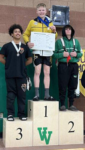 (Jim Cox) Tyson Irby-Brownson, a junior at Boulder City High School, stands at the podium after ...