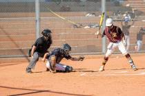 (Jamie Jane/Boulder City Review) Kenon Welbourne, seen making a catch at home plate as a sophom ...