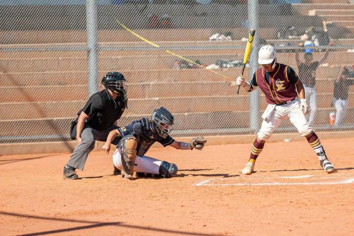 (Jamie Jane/Boulder City Review) Kenon Welbourne, seen making a catch at home plate as a sophom ...