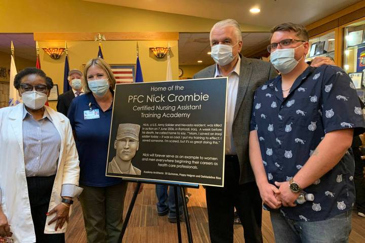 (Hali Bernstein Saylor/Boulder City Review) Celebrating the official dedication of the Pfc. Nic ...