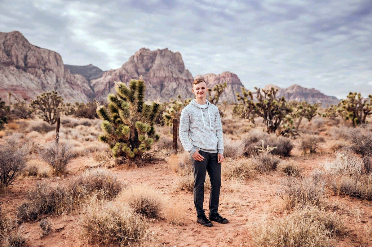 (Connor Solberg) High school junior Connor Solberg of Boulder City created a set of stairs next ...