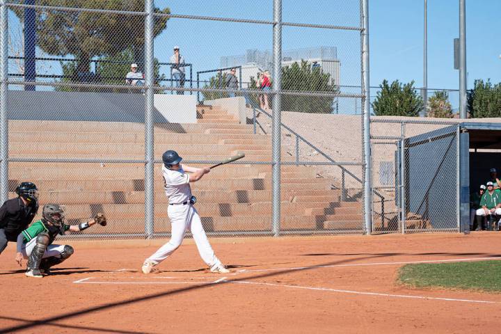 (Jamie Jane/Boulder City Review) Junior Dylan Spencer drove in a run in Boulder City High Schoo ...