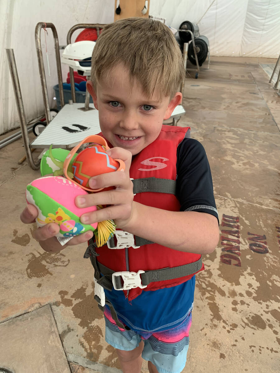 (Hali Bernstein Saylor/Boulder City Review) Six-year-old Pierce Cole shows off some of the toys ...