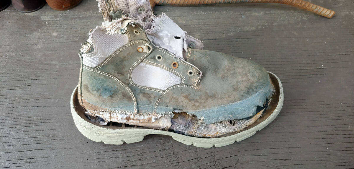 Charles Chaffee Resident Charles Chaffee recently found this right shoe in the desert near his ...