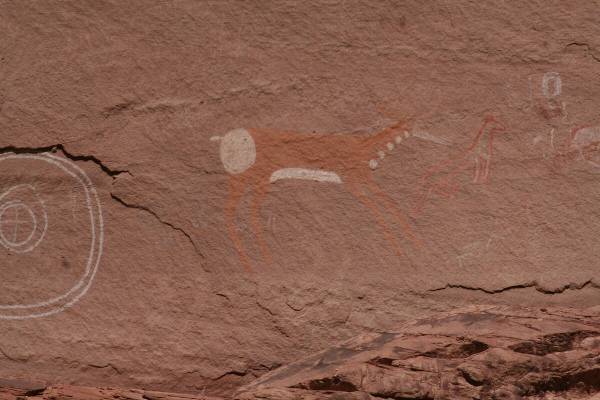 (Deborah Wall) Pictographs are painted on the rock at Canyon de Chelly National Monument in Ari ...