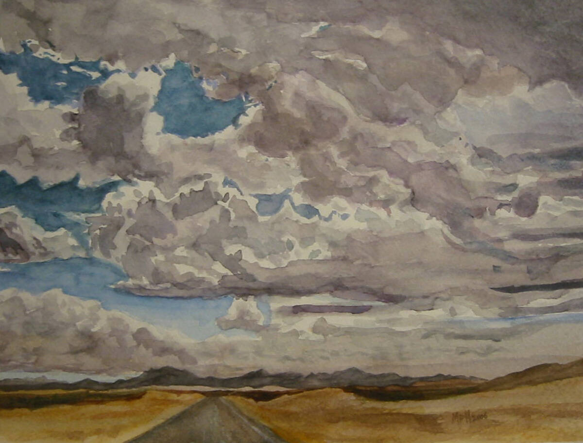 (Boulder City Art Guild) This watercolor of Lincoln County, Nevada, is one of several paintings ...