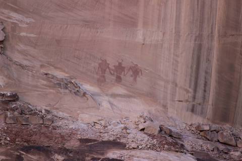 (Deborah Wall) This fragile archaeological site features warriors painted in red pigment. With ...