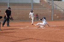 (Jamie Jane/Boulder City Review) Zanen Shupp slides into home plate during the Eagles’ 6 ...
