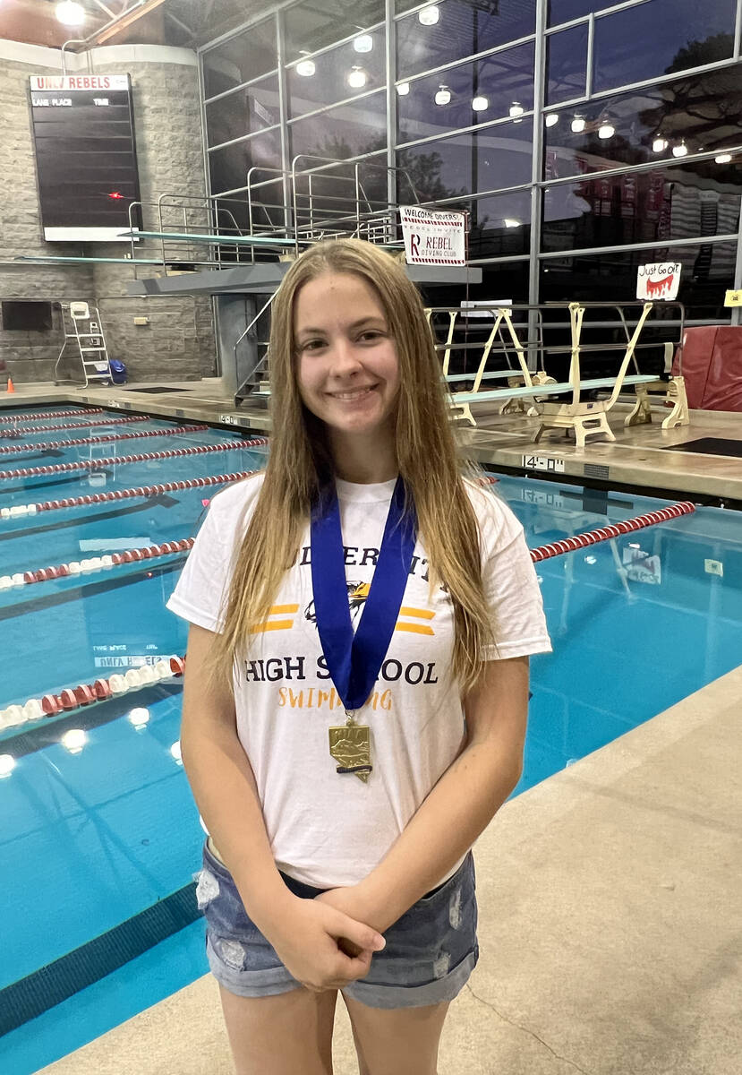 (Sara Carroll) McKenna Morrow, a sophomore at Boulder City High School, placed first in diving ...