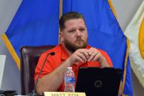 Celia Shortt Goodyear/Boulder City Review Councilman Matt Fox listens to a presentation during ...
