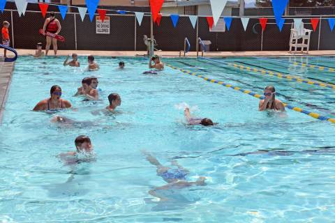 (Celia Shortt Goodyear/Boulder City Review) Temporary summer hours for the municipal pool inclu ...