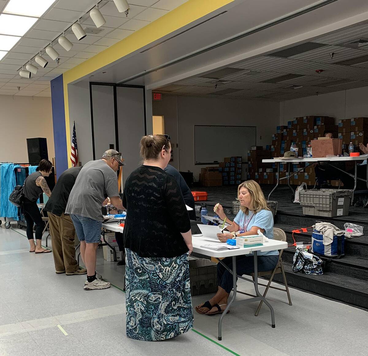 (Hali Bernstein Saylor/Boulder City Review) Voters prepared to cast their ballots in the primar ...