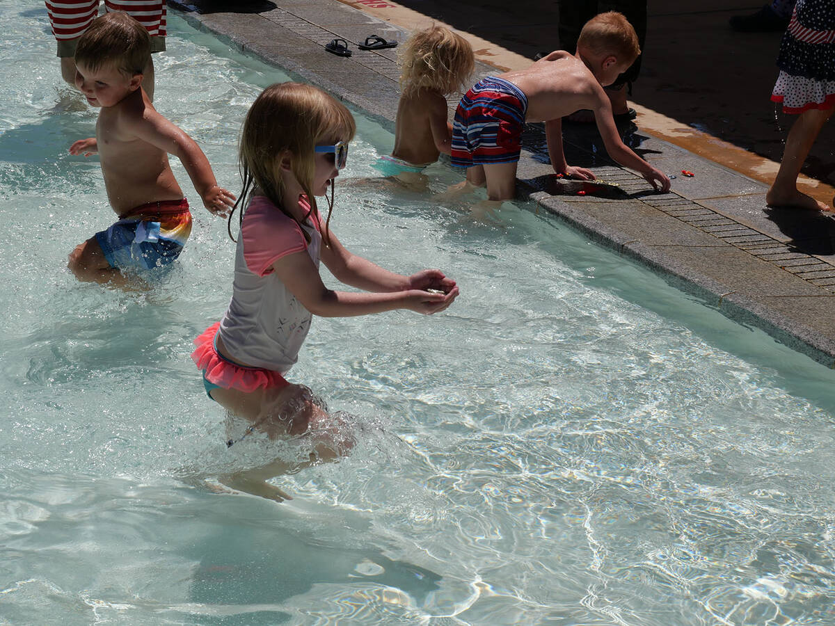 (Owen Krepps/Boulder City Review) A child comes out of the Boulder City Pool a couple of cents ...