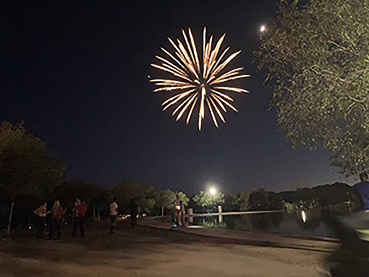 (Owen Krepps/Boulder City Review) Fireworks light up the night sky on the Fourth of July overhe ...