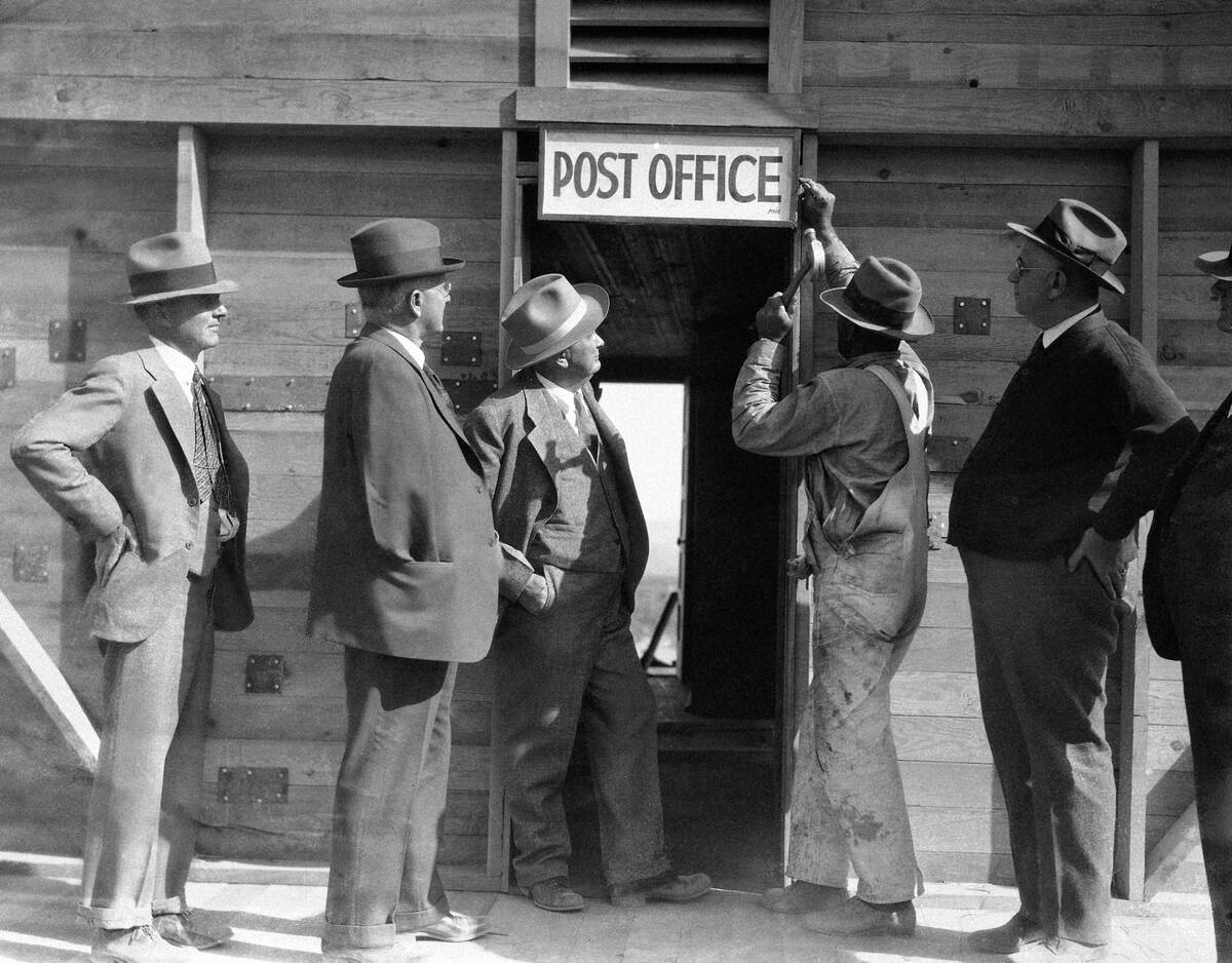 (AP Photo) On the eve of the opening of the post office of Boulder City, the new town springing ...