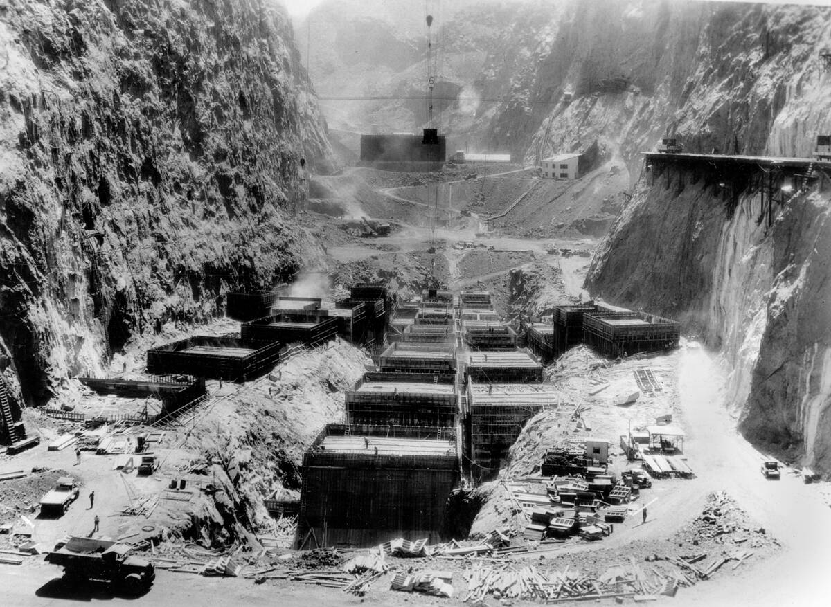 (AP Photo) This is a downstream view of the Hoover Dam taken Aug. 12, 1933, showing the immense ...
