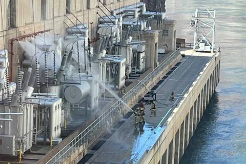 (Photo courtesy Bureau of Reclamation) A transformer at Hoover Dam caught fire around 10 a.m. T ...