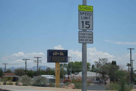 (Owen Krepps/Boulder City Review) The city has installed new signs for school zones that show s ...