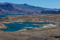 (L.E. Baskow/Las Vegas Review-Journal) Water continues to recede along the shoreline of Lake Me ...