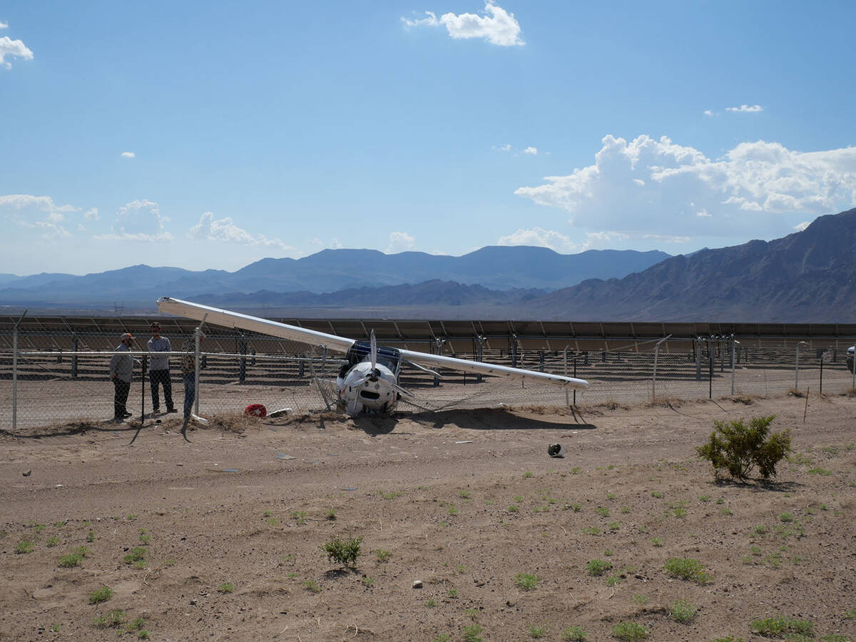 (Owen Krepps/Boulder City Review) A two-person plane crashed along Interstate 11 on Friday, Aug ...