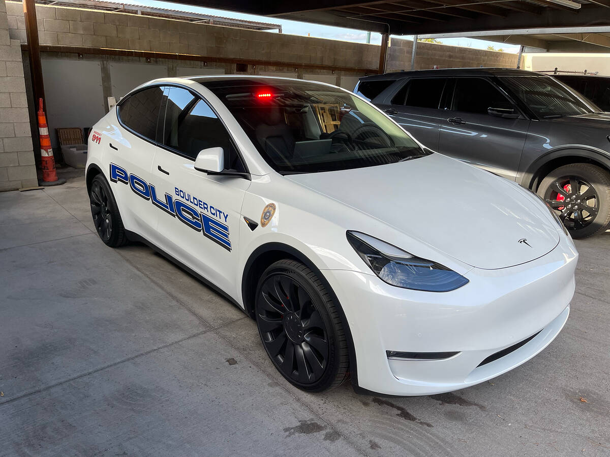 (Photo courtesy Boulder City) Boulder City Police Department has added two Model Y Teslas to it ...