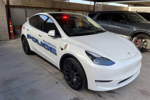 (Photo courtesy Boulder City) Boulder City Police Department has added two Model Y Teslas to it ...