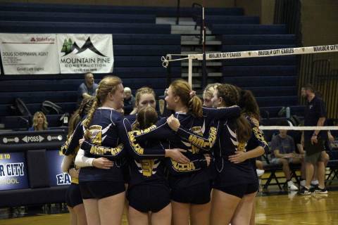 (Pernell Bryant/Boulder City Review) Members of Boulder City High School’s varsity girls voll ...