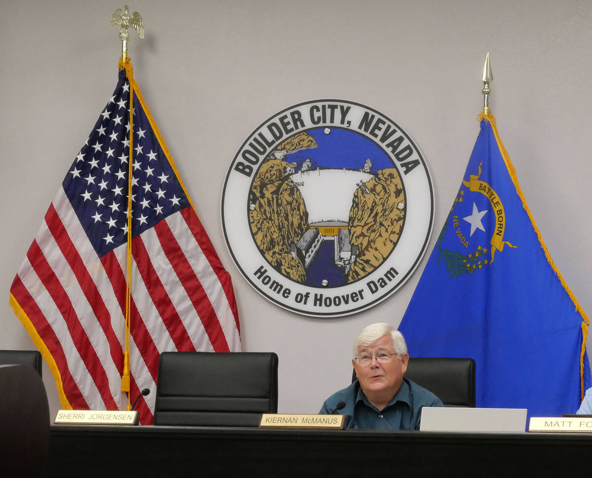 (Owen Krepps/Boulder City Review) Mayor Kiernan McManus listens to comments during a City Counc ...
