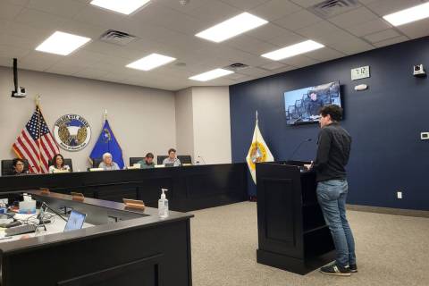 (Mark Credico/Boulder City Review) Michael DeLormier speaks before City Council on Tuesday, Oct ...