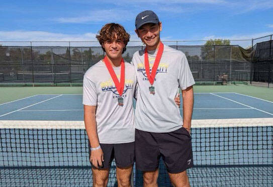 (Photo courtesy Brian Lemmel) Boulder City High School seniors Ike Pappas, left, and Tyler Lemm ...