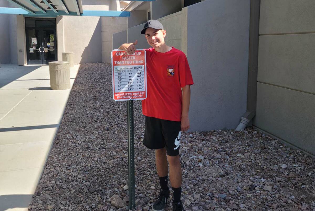 (Photo courtesy of Connor Mozur) Connor Mozur created signs for the Boulder City Library warni ...