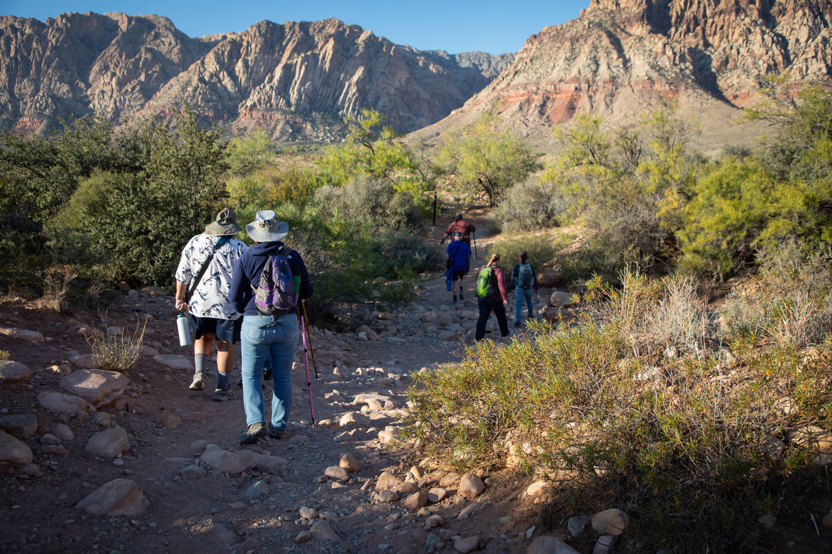 (Amaya Edwards/Las Vegas Review-Journal) The Las Vegas Overweight Hikers for Health take an ear ...