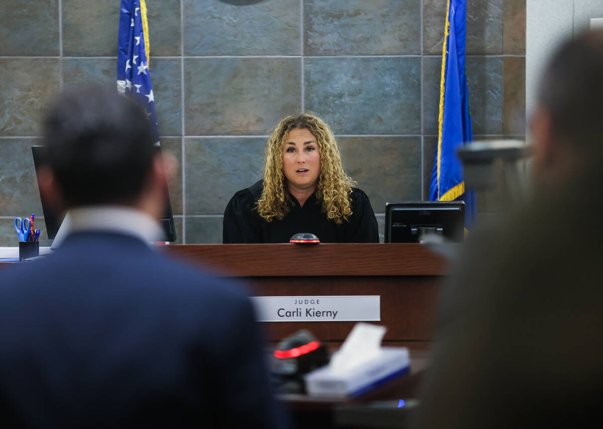 (Rachel Aston/Las Vegas Review-Journal) Judge Carli Kierny addresses attorneys at the sentencin ...