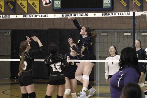 (Boulder City Review file photo) Senior Julianna Luebke, center, was recognized as regional and ...